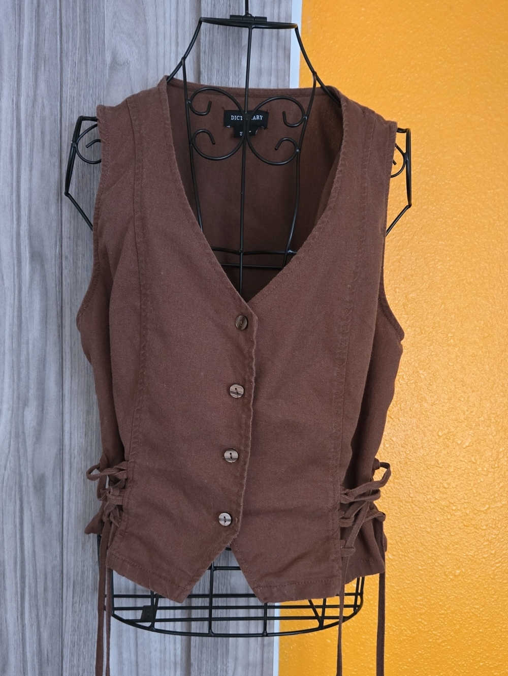 Dickies Brown Women’s Button-Front Lace-Up Vest